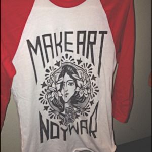 Red and White Baseball Obey Tee