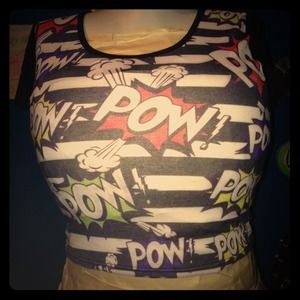 Lace back graphic crop top