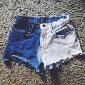 Half bleached high waisted shorts