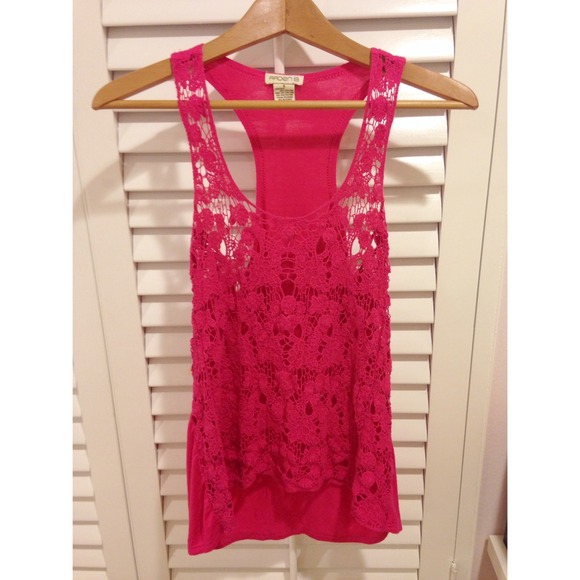 Arden B. pink lace tank top