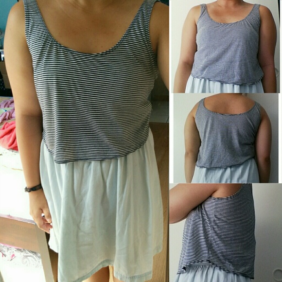 B&W Striped Cropped Tank - Picture 3 of 3