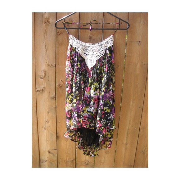 Floral and lace halter top