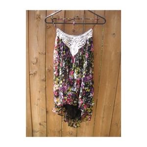 Floral and lace halter top