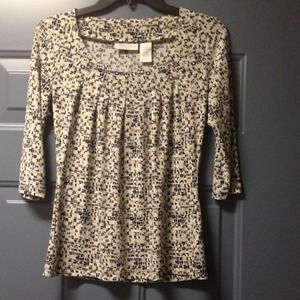Worthington Top blouse 3/4 sleeves, pleated