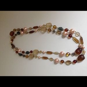 Earth tones gem and pearl necklace