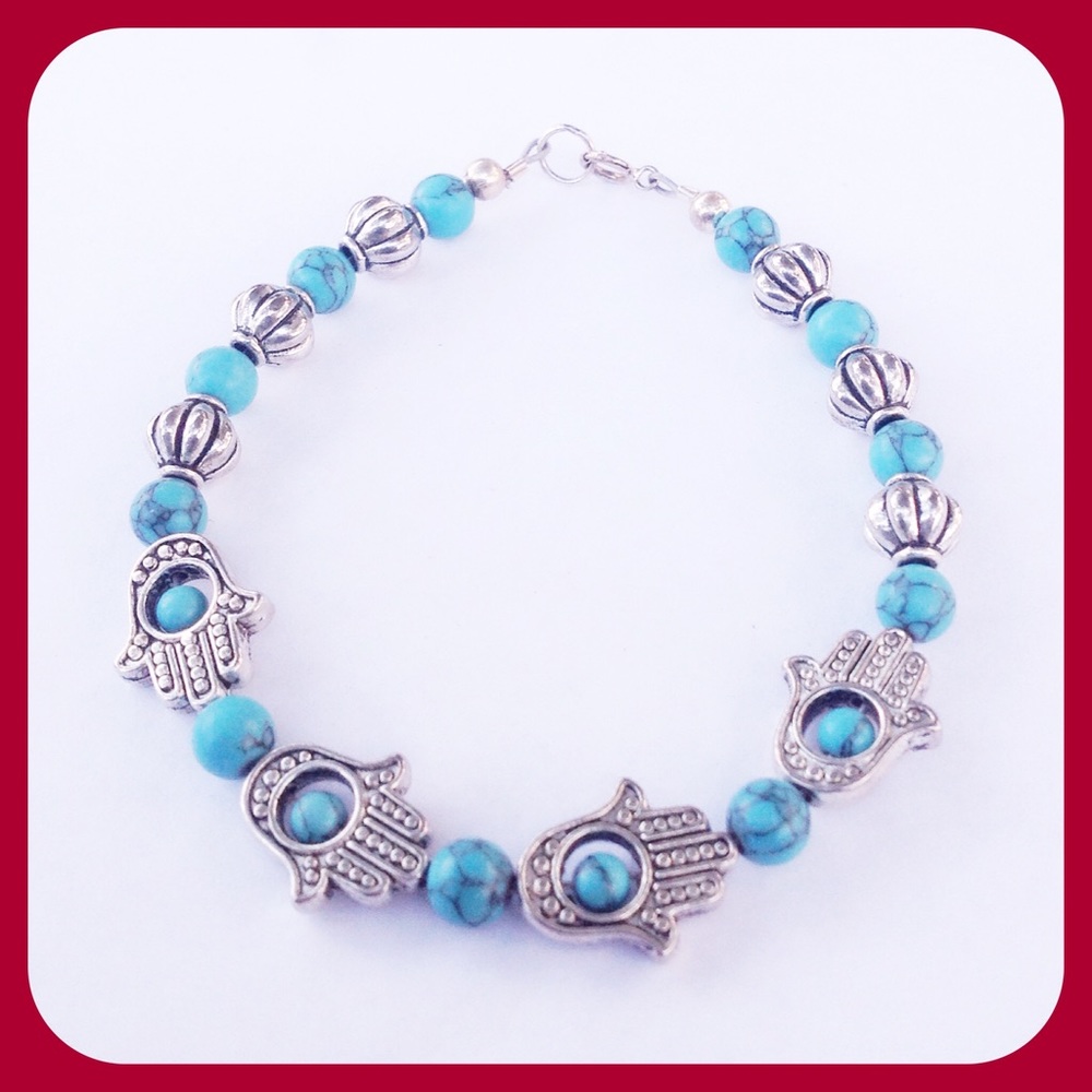 Turquoise & Hamsa Bracelet