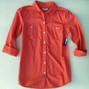 Old Navy coral button down shirt - NWT!