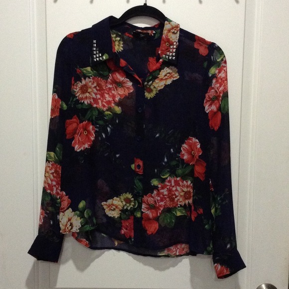 Sheer floral print top