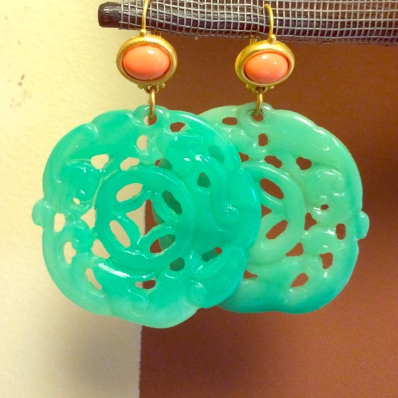 Kenneth jay lane turquoise gold porcelain earrings