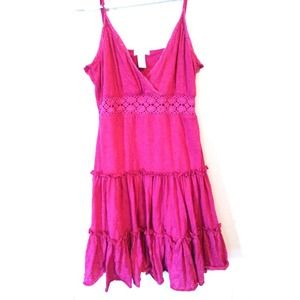 Magenta layered ruffle dress