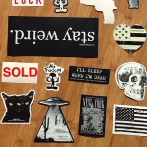 2 Brandy Melville Stickers- Skull sticker and Cat