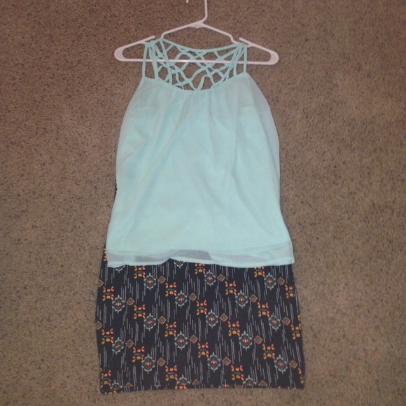 Mini skirt and matching flowing top
