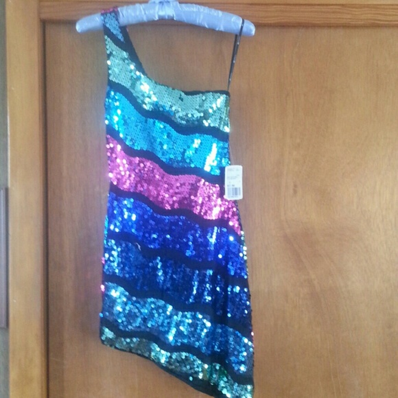One Shoulder Sequined Dress