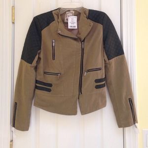 Mixed media moto/bomber jacket