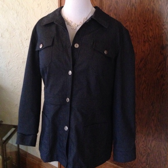 Dark Blue Denim Blazer with buttons