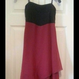 Strapless wine red & black dress