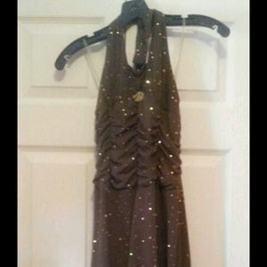 Long brown & gold dress