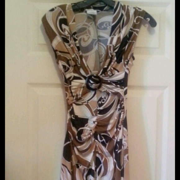 Elgant brown, cream, black dress