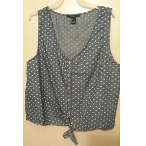 Mini Hearts Denim Crop Top