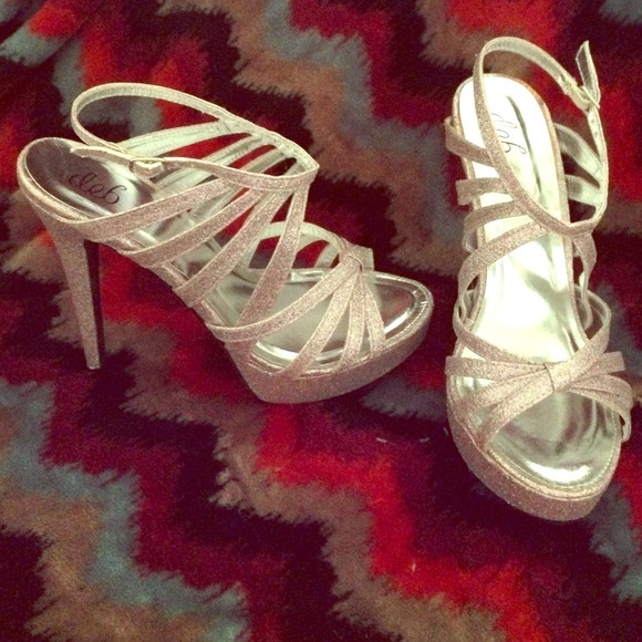 Pink glitter strappy heels from Deb never worn!