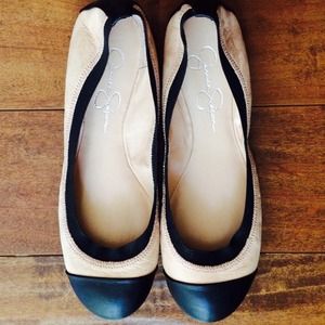 Jessica Simpson Black Cap and Nude Ballet Flats