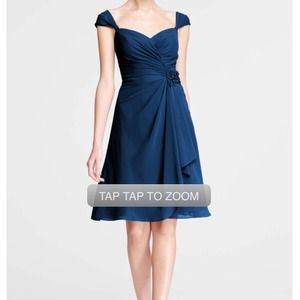 David's Bridal Chiffon Dress w/ Sleeves in Marine