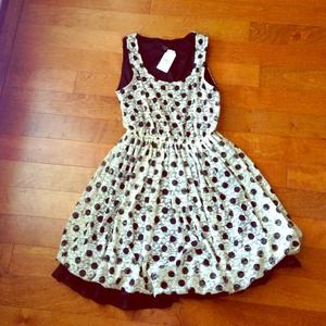 Polka dot-lace printed pumplem dress