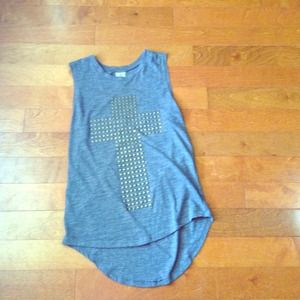 Sleeveless muscle shirt with studded cross