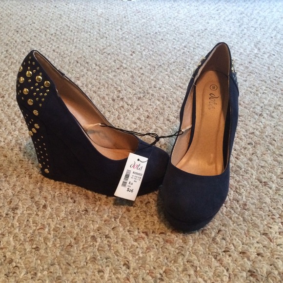 Blue wedges with gold detailing