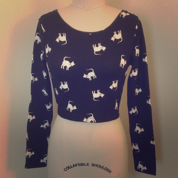 Cat Long Sleeve Crop Top