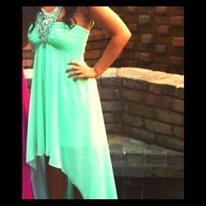 Mint green HIGH-LOW PROM DRESS