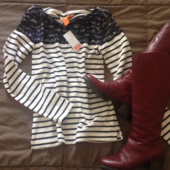 Joe Fresh Tops - Lace striped sweater
