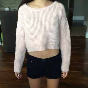 Cropped pink sweater from topshop