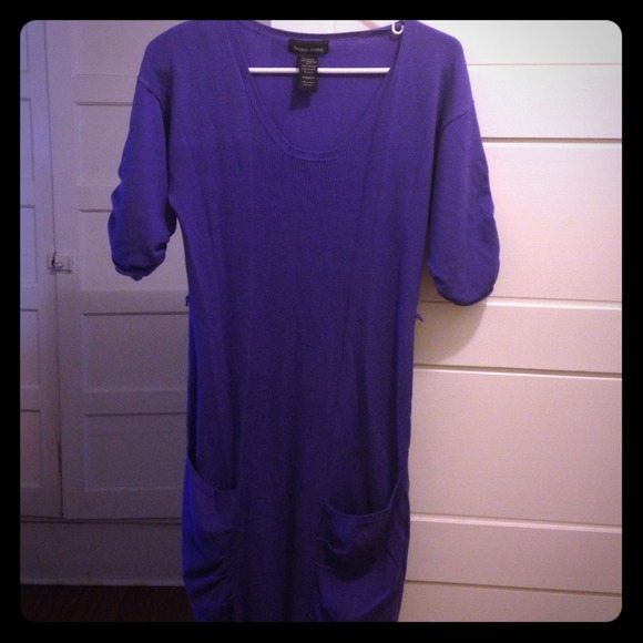 Purple sweater dress with pockets