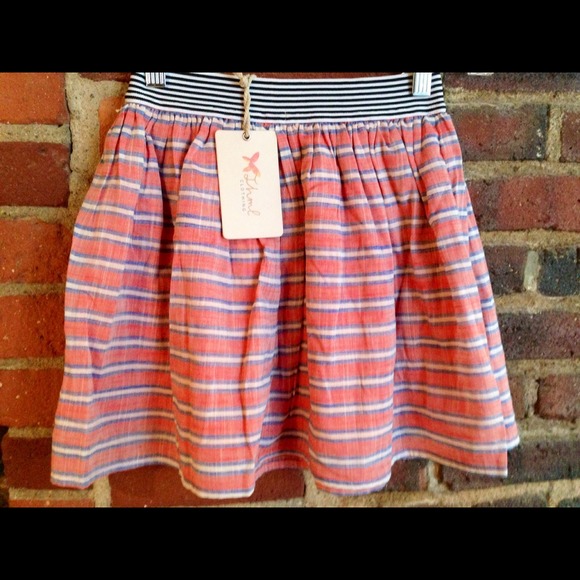 Cotton pale pink/peach & blue striped skirt