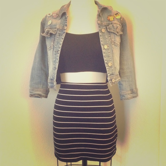 Black Striped Mini Skirt