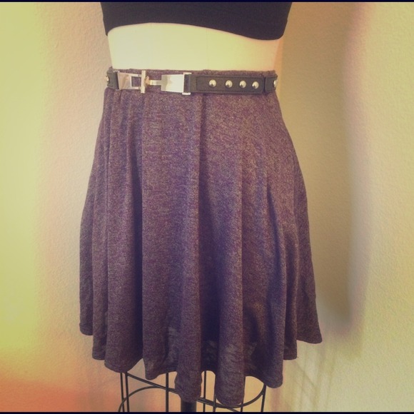 Purple Knit Skater Skirt
