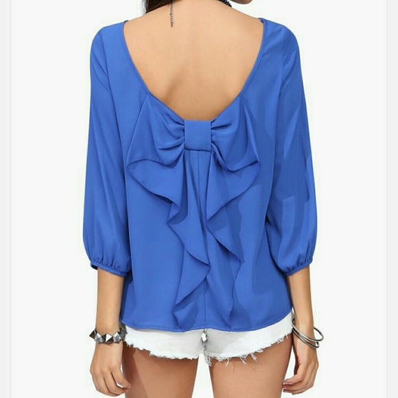 Bow back Blouse Royal Blue