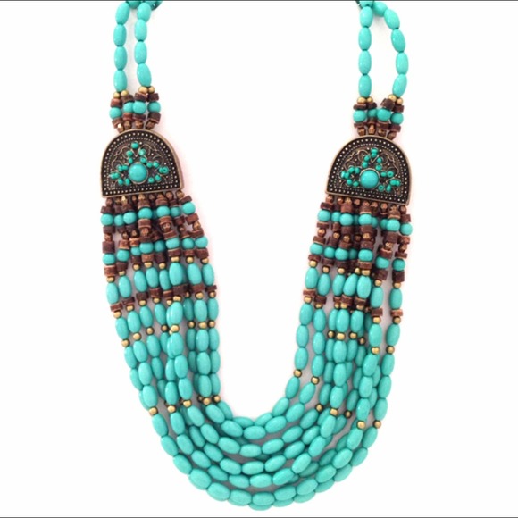 Boho beaded multi chain necklace - Picture 3 of 4