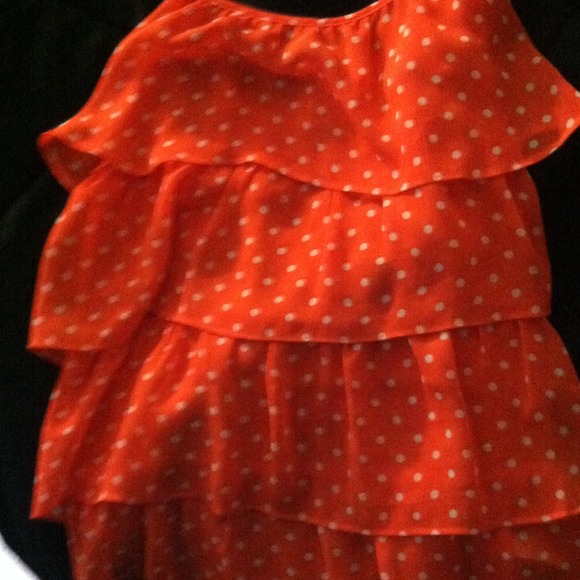 Ruffle red with white polka dots tank top!