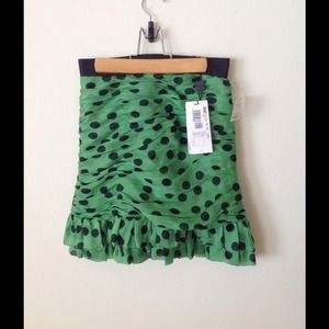 SOLD NWT D&G green black polka dot silk mini skirt