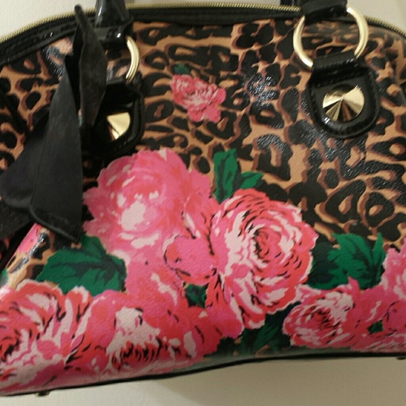 Betsy Johnson floral leopard bag.
