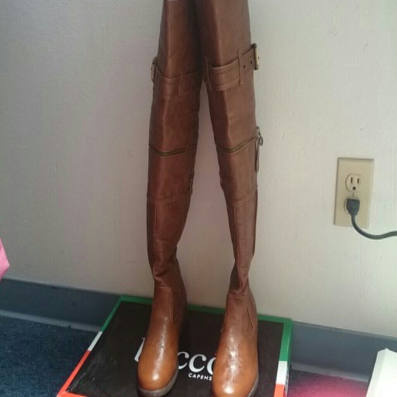 Over the knee brown boots