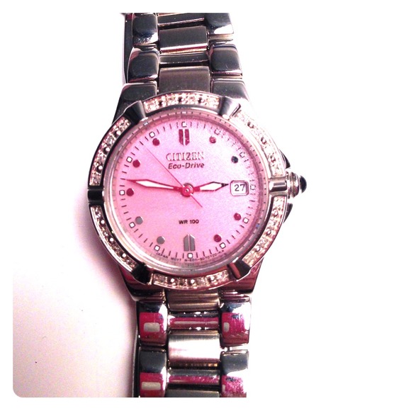 Citizen Eco-drive watch with pink face