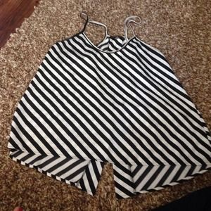 Black & white stripped open back tank