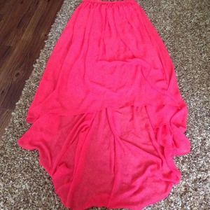 Coral high low chiffon skirt