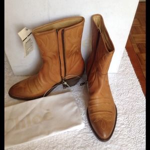 SOLD NIB Chloe brown leather cowboy boots