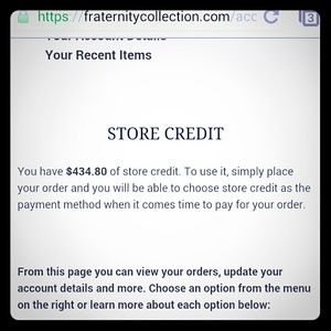 Fraternity Collection Store Credit