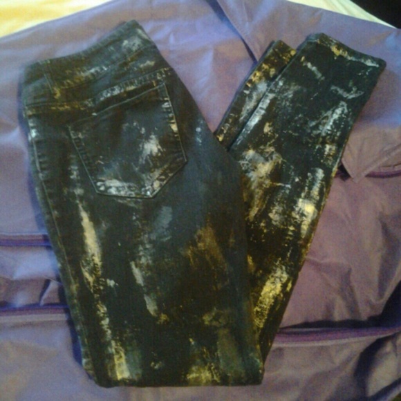 Black and Metallic straight leg pants