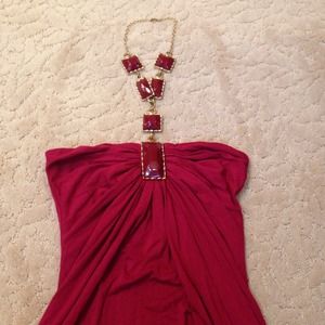 Cranberry & Gold Beaded Sky Top